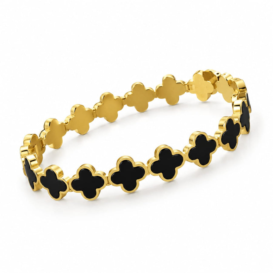 Gold & Black Clover Bracelet