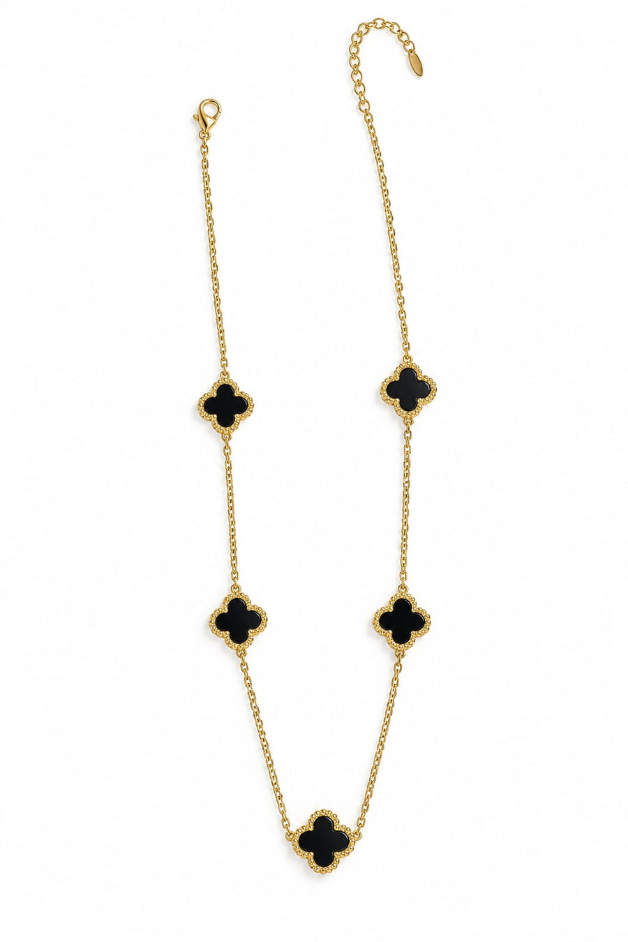 Elegant Black Clover Charm Gold Necklace