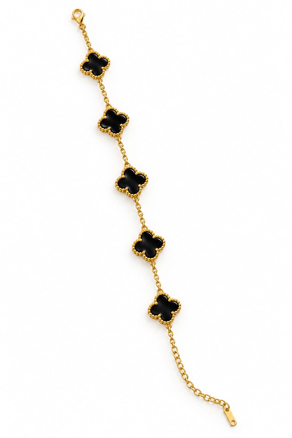 Elegant Black Clover Charm Bracelet