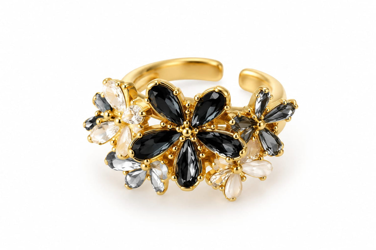 Elegant Gold Floral Statement Ring