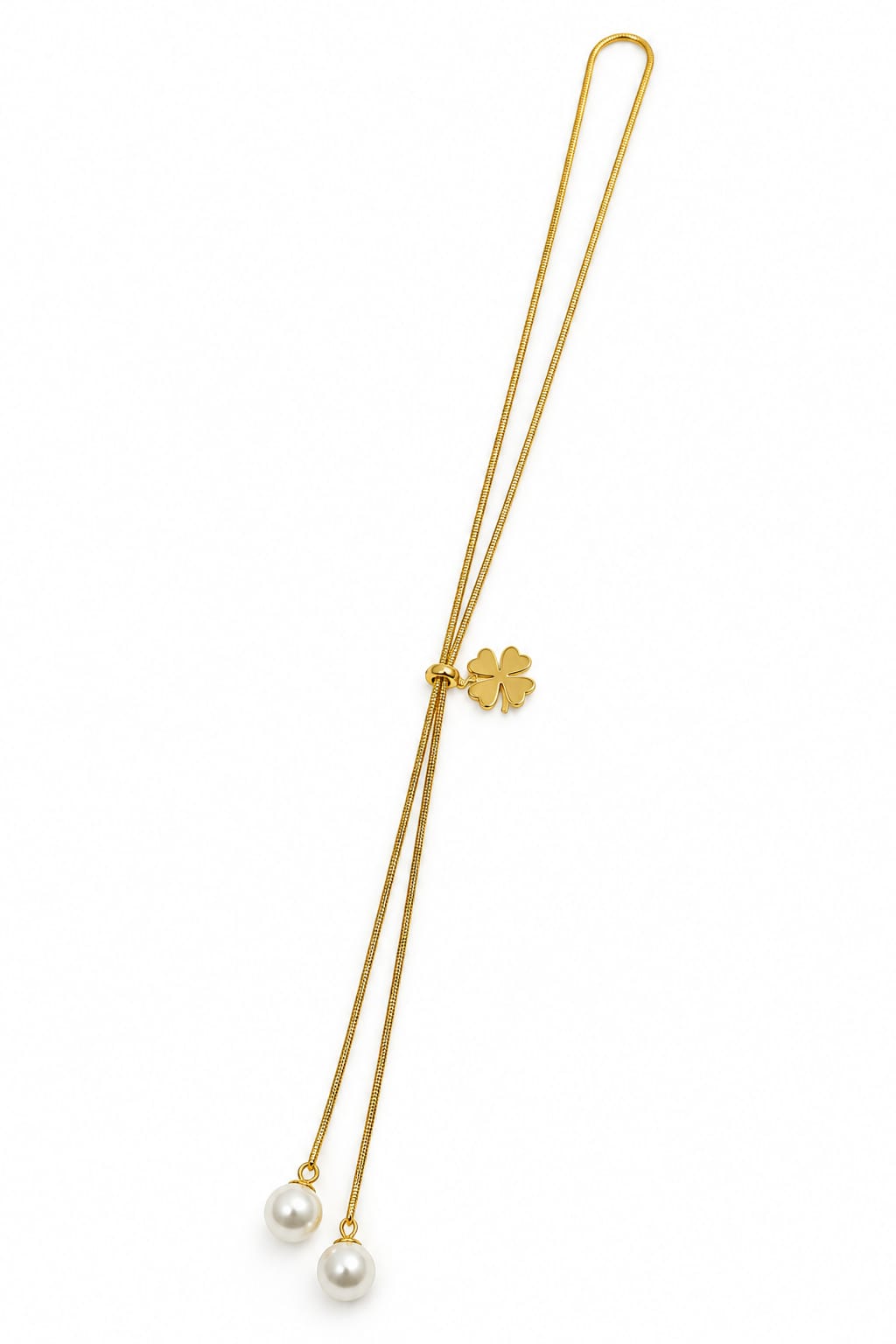Elegant Clover Pearl Adjustable Necklace