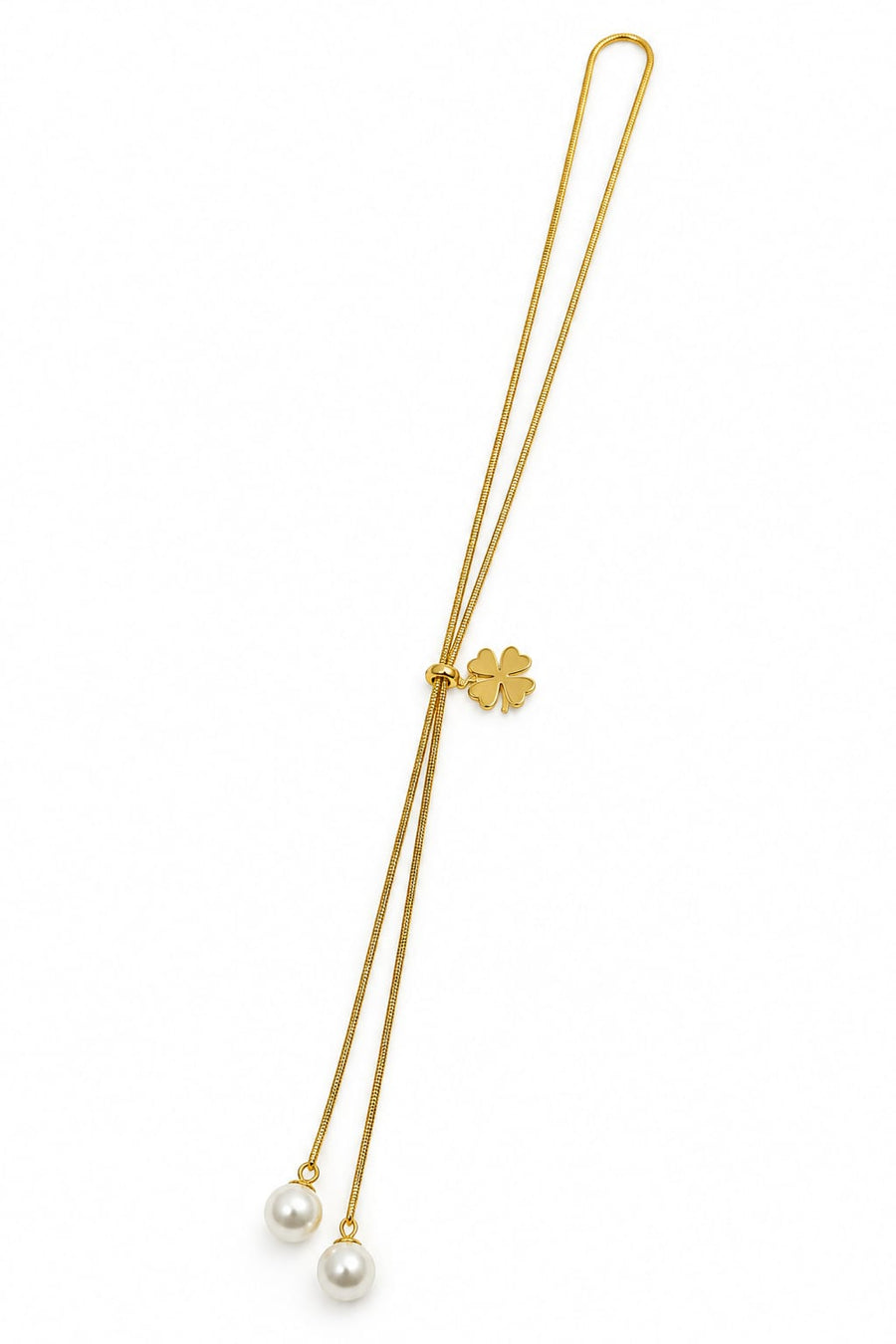 Elegant Clover Pearl Adjustable Necklace